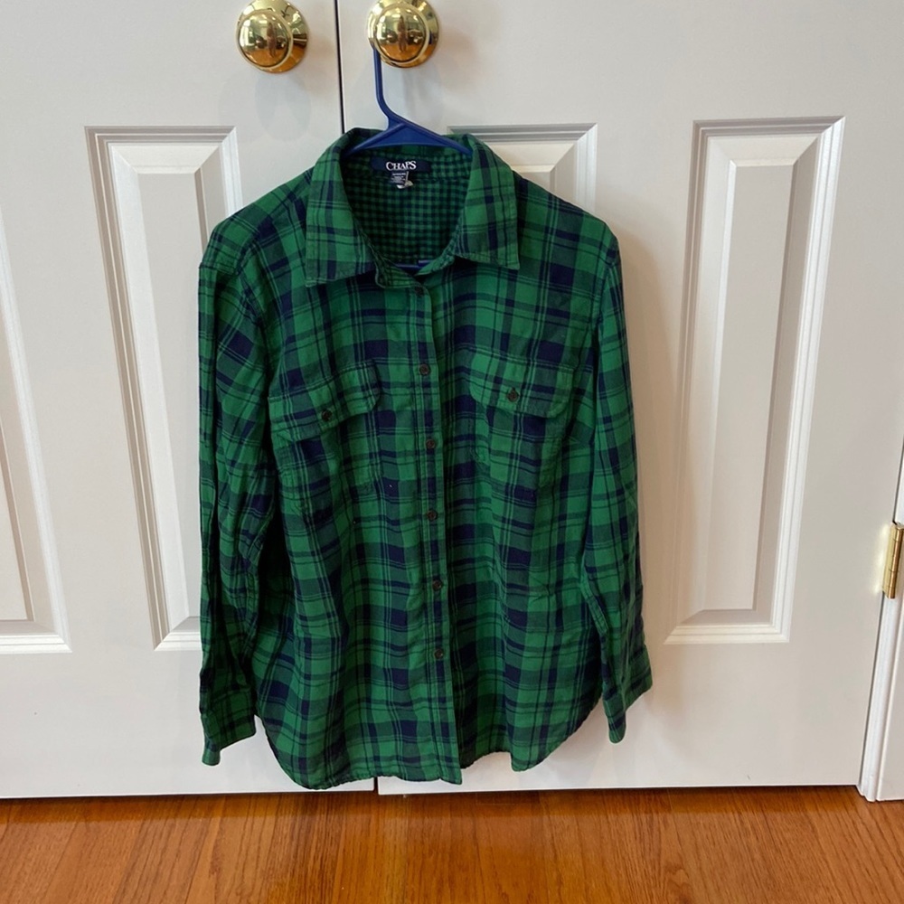 Chaps Green and blue shirt